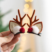 Christmas Reindeer Antler Headband Hair Clips for Women Kids, Holiday Hair Accessories, Bulk Pack