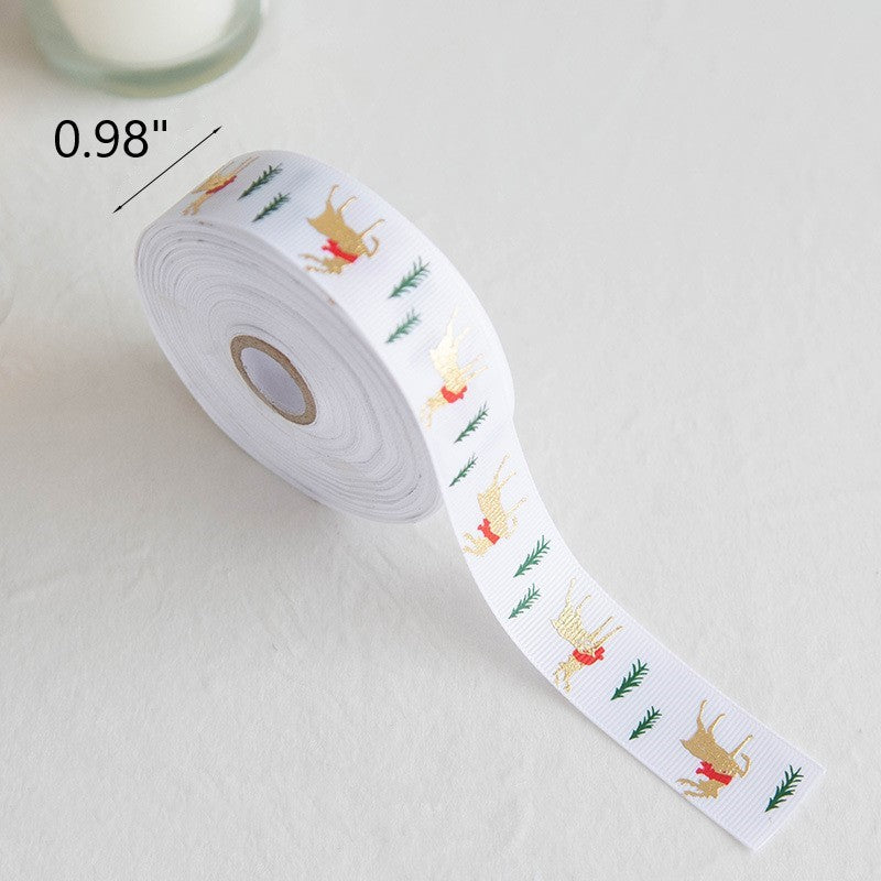 Bulk Grosgrain Ribbon with Pearl Beads for Christmas Gift Wrapping Crafts DIY Holiday Decorations