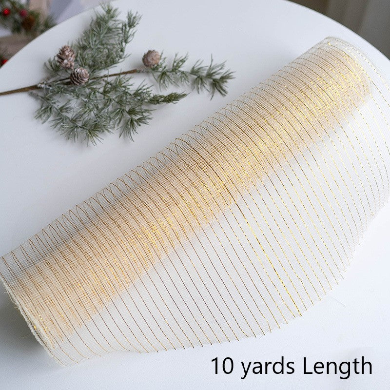 Christmas Snowflake Mesh Ribbon 10 Yards DIY Bows Tree Decoration Holiday Craft Material