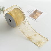Christmas Snowflake Mesh Ribbon 10 Yards DIY Bows Tree Decoration Holiday Craft Material