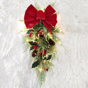 Bulk Artificial Christmas Teardrop Swag Garland 24 Inch for Stairs Door Fireplace Window Holiday Decor