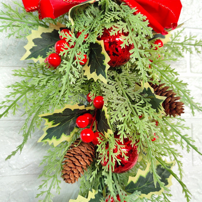 Bulk Artificial Christmas Teardrop Swag Garland 24 Inch for Stairs Door Fireplace Window Holiday Decor