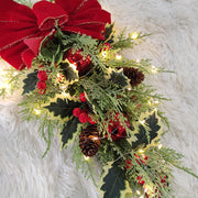 Bulk Artificial Christmas Teardrop Swag Garland 24 Inch for Stairs Door Fireplace Window Holiday Decor