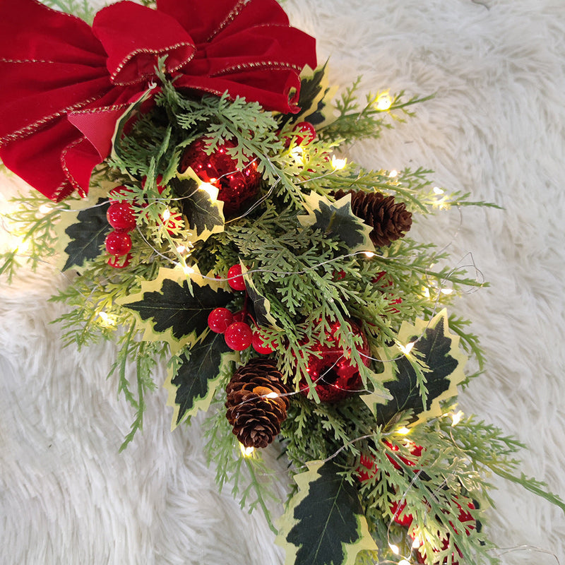 Bulk Artificial Christmas Teardrop Swag Garland 24 Inch for Stairs Door Fireplace Window Holiday Decor