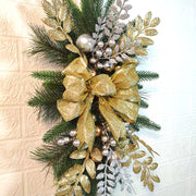 10 Pcs Artificial Christmas Teardrop Swag Garland for Stairs Door Fireplace Window Indoor Outdoor Decor