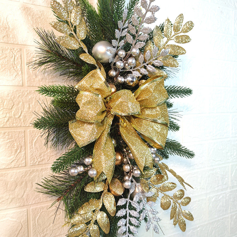 10 Pcs Artificial Christmas Teardrop Swag Garland for Stairs Door Fireplace Window Indoor Outdoor Decor