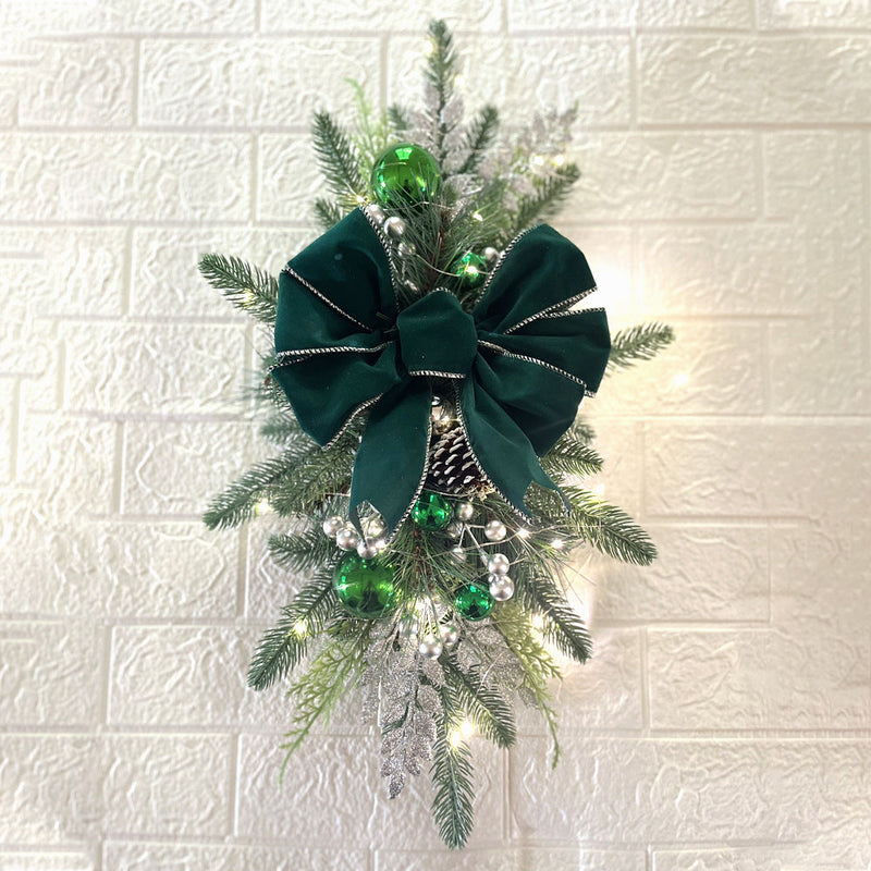 10 Pcs Artificial Christmas Teardrop Swag Garland for Stairs Door Fireplace Window Indoor Outdoor Decor