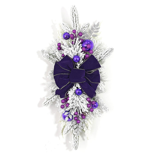 Bulk Christmas Teardrop Swag with Purple Berries 24 Inch Artificial Garland for Stairs Door Fireplace Window Home Decor