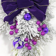 Bulk Christmas Teardrop Swag with Purple Berries 24 Inch Artificial Garland for Stairs Door Fireplace Window Home Decor