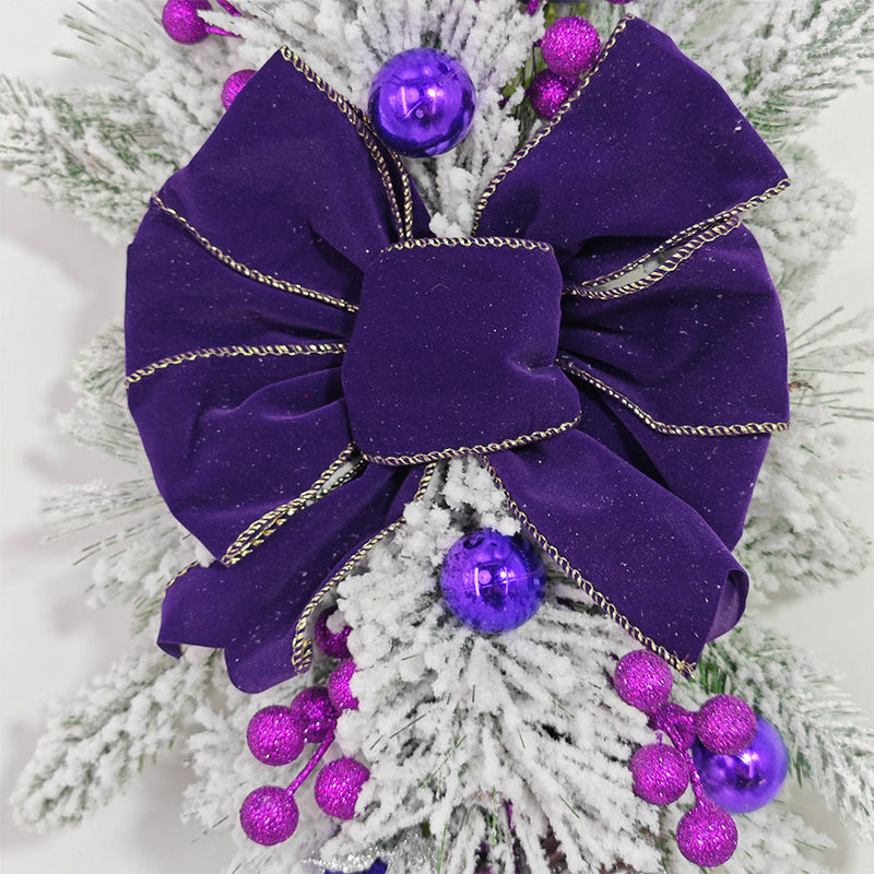 Bulk Christmas Teardrop Swag with Purple Berries 24 Inch Artificial Garland for Stairs Door Fireplace Window Home Decor