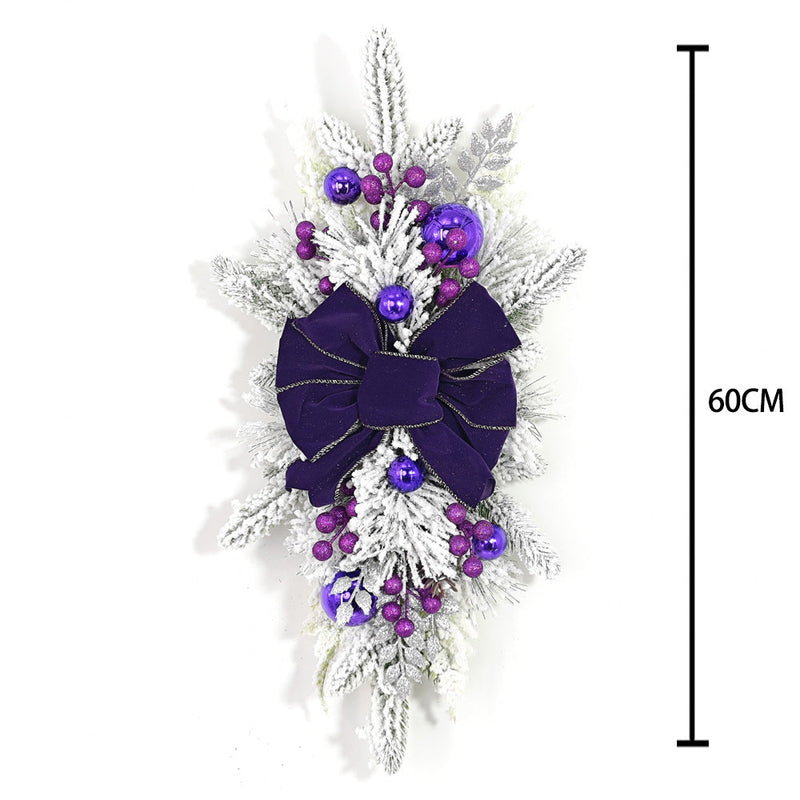 Bulk Christmas Teardrop Swag with Purple Berries 24 Inch Artificial Garland for Stairs Door Fireplace Window Home Decor