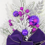 Bulk Christmas Teardrop Swag with Purple Berries 24 Inch Artificial Garland for Stairs Door Fireplace Window Home Decor