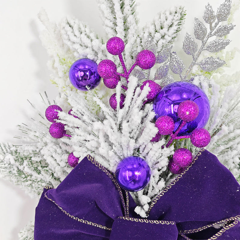 Bulk Christmas Teardrop Swag with Purple Berries 24 Inch Artificial Garland for Stairs Door Fireplace Window Home Decor