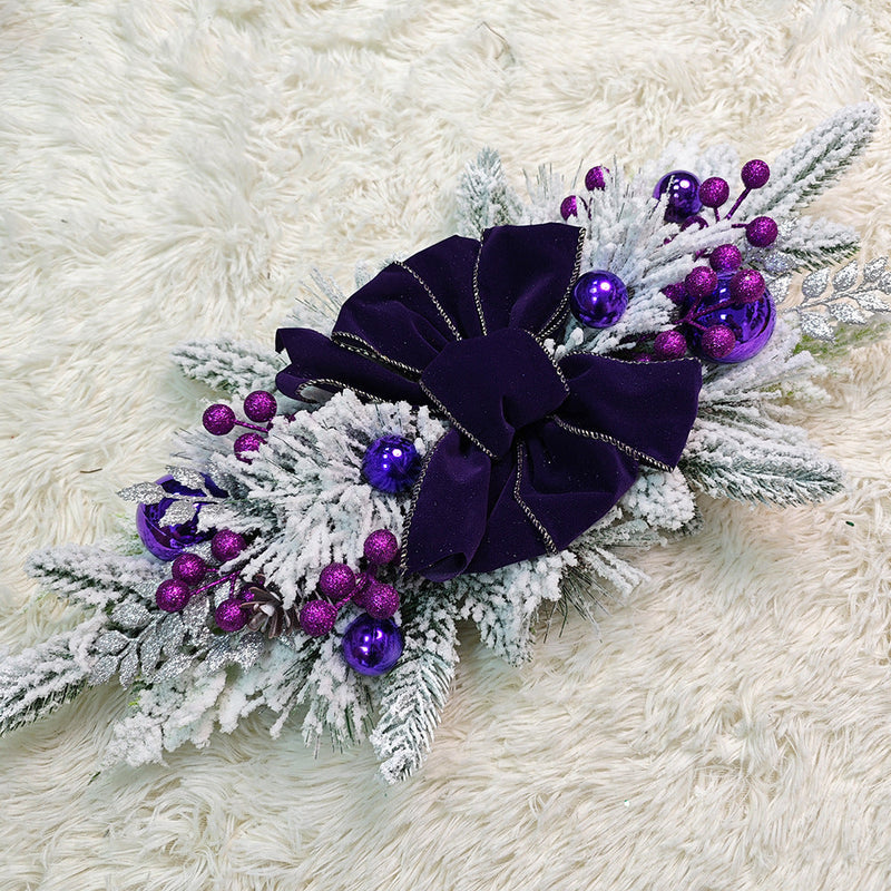 Bulk Christmas Teardrop Swag with Purple Berries 24 Inch Artificial Garland for Stairs Door Fireplace Window Home Decor