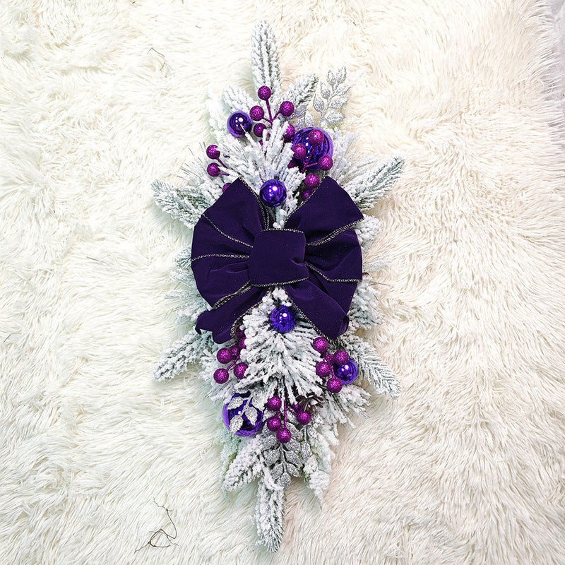 Bulk Christmas Teardrop Swag with Purple Berries 24 Inch Artificial Garland for Stairs Door Fireplace Window Home Decor