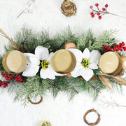 Christmas Triple Candelabrum Candle Holder Bulk Table Centerpiece Decoration for Dining Room Kitchen Holiday