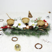 Christmas Triple Candelabrum Candle Holder Bulk Table Centerpiece Decoration for Dining Room Kitchen Holiday