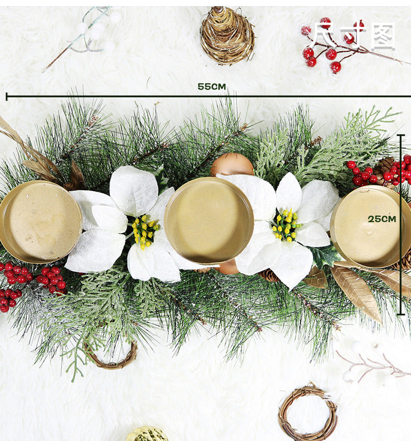 Christmas Triple Candelabrum Candle Holder Bulk Table Centerpiece Decoration for Dining Room Kitchen Holiday