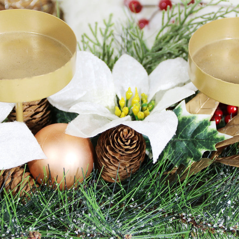Christmas Triple Candelabrum Candle Holder Bulk Table Centerpiece Decoration for Dining Room Kitchen Holiday