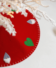 Christmas Tree Skirt Apron Ornament Base Cover 48 Inch Red Green Holiday Decor