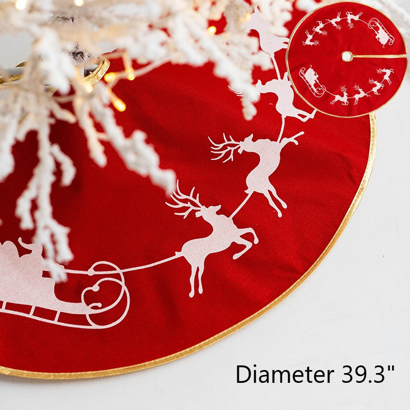 Christmas Tree Skirt Apron Ornament Base Cover 48 Inch Red Green Holiday Decor