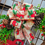 Christmas Truck Pinecone Wreaths with Eucalyptus Red Berry Artificial Ornaments for Front Door Wall Hanging, Bulk Wholesale