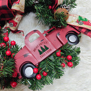 Christmas Truck Wreaths with Red Berries and Pinecones Artificial Holiday Door Wall Hanging Decoration Bulk Set