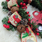 Christmas Truck Wreaths with Red Berries and Pinecones Artificial Holiday Door Wall Hanging Decoration Bulk Set