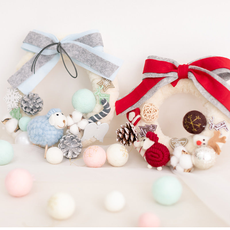 Christmas Wool Felt Wreath DIY Ornament for Front Door Bulk Wholesale Craft Decoration