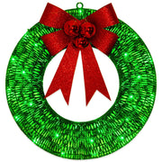20 Inch Metal Christmas Wreath with LED Lights, Glitter Sequins Garland for Front Door, Party, Fireplace, Porch, Winter Home Decor