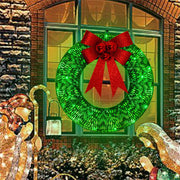 20 Inch Metal Christmas Wreath with LED Lights, Glitter Sequins Garland for Front Door, Party, Fireplace, Porch, Winter Home Decor