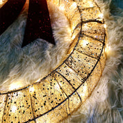 20 Inch Metal Christmas Wreath with LED Lights, Glitter Sequins Garland for Front Door, Party, Fireplace, Porch, Winter Home Decor