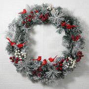 Christmas Wreaths Bulk Set with Berry, Cedar, Red Bird, Cardinal Ornaments for Front Door, Indoor Outdoor Decor