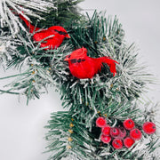 Christmas Wreaths Bulk Set with Berry, Cedar, Red Bird, Cardinal Ornaments for Front Door, Indoor Outdoor Decor