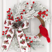 Artificial Christmas Wreaths with Red Berries, Cedar, Pinecones, Cardinal Ornament – Bulk Holiday Door Wall Decor