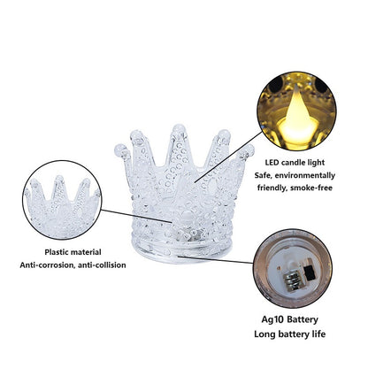 Bulk Crystal Crown Candle Holders with Flameless Tea Light Candles  for Tables Centerpieces Wedding Party Home Decoration Wholesale