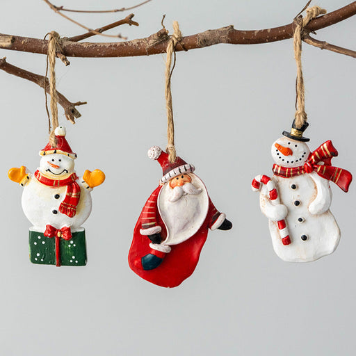 10 Pcs Christmas Hanging Ornaments Santa Claus Snowman Pendants Bulk Holiday Decorations