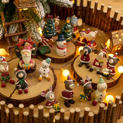 Mini Santa Claus and Snowman Figurines, 12 Pcs Christmas Tabletop Ornaments, Holiday Decorations