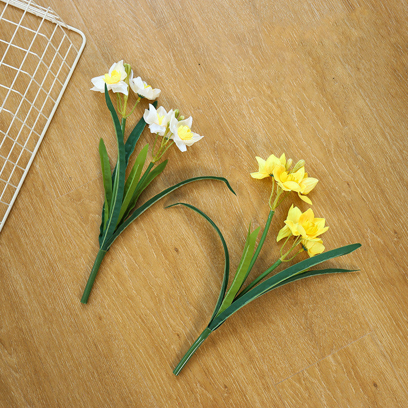 17.7 Inch Artificial Silk Daffodil Bush with 2 Forks, Bulk Narcissus Flowers