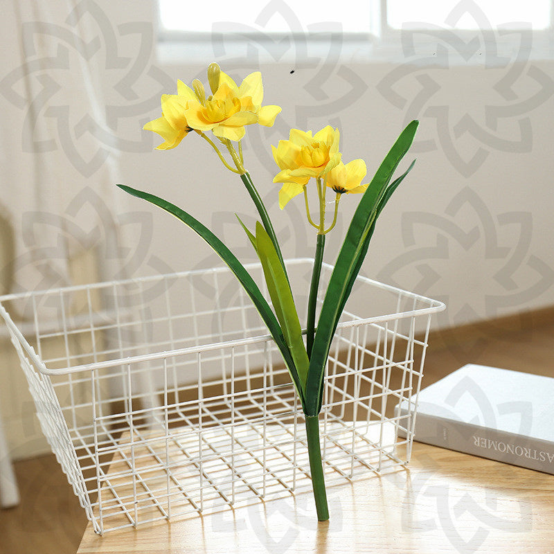 17.7 Inch Artificial Silk Daffodil Bush with 2 Forks, Bulk Narcissus Flowers