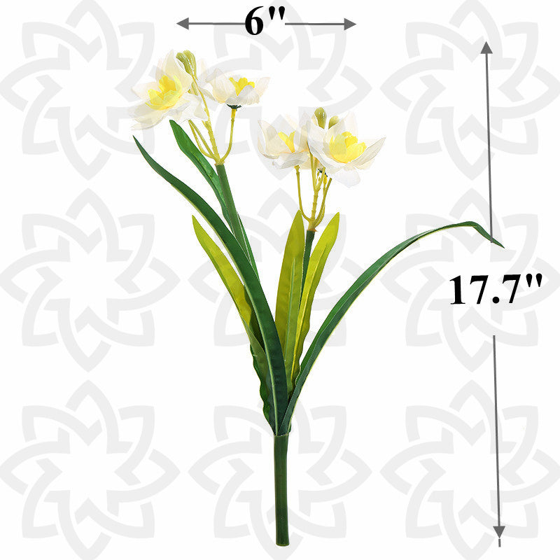17.7 Inch Artificial Silk Daffodil Bush with 2 Forks, Bulk Narcissus Flowers