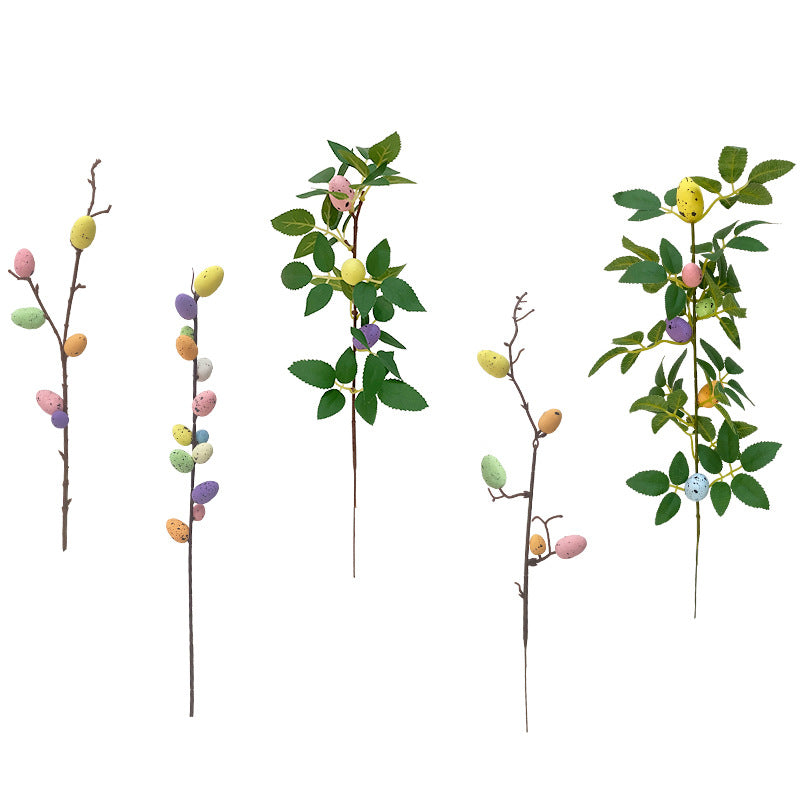 Artificial Easter Flower Stems with Eggs, 12 Inch, 10 Pcs Bulk Artificial Floral Branches