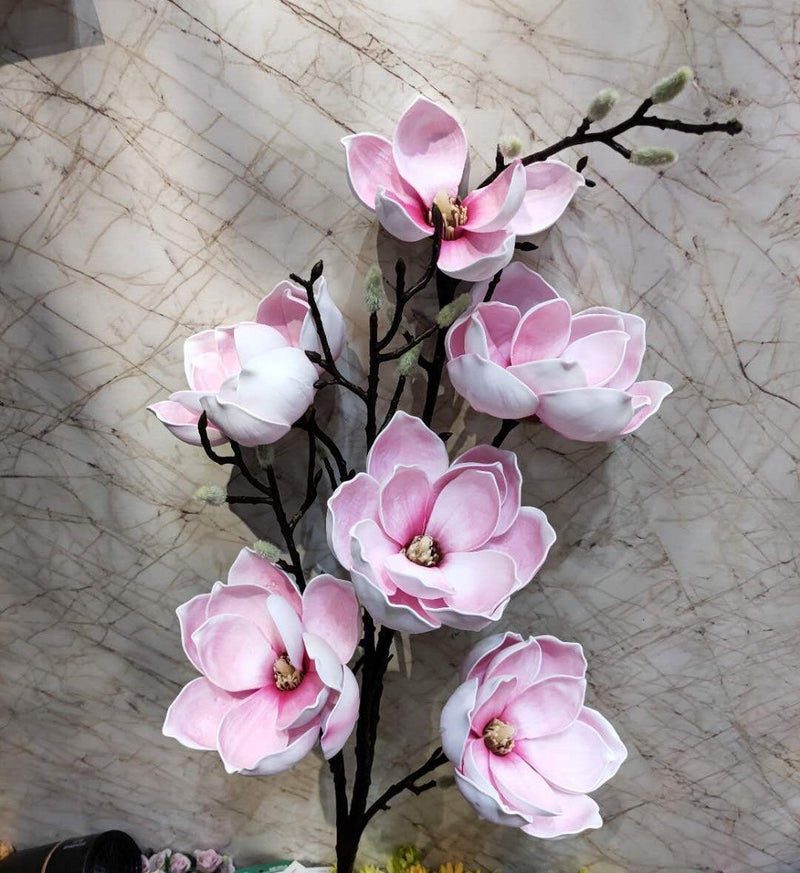 50 Inch Magnolia Artificial Flower Stems Bulk 10 Pcs Extra Long Silk Stems for Tall Vases