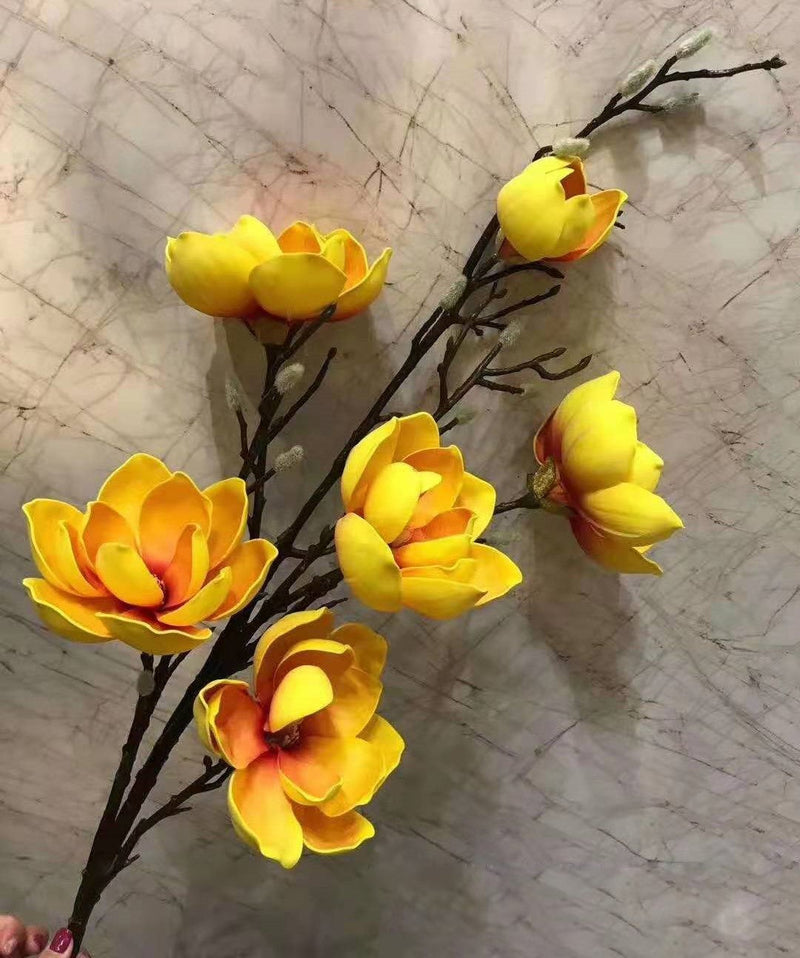 50 Inch Magnolia Artificial Flower Stems Bulk 10 Pcs Extra Long Silk Stems for Tall Vases