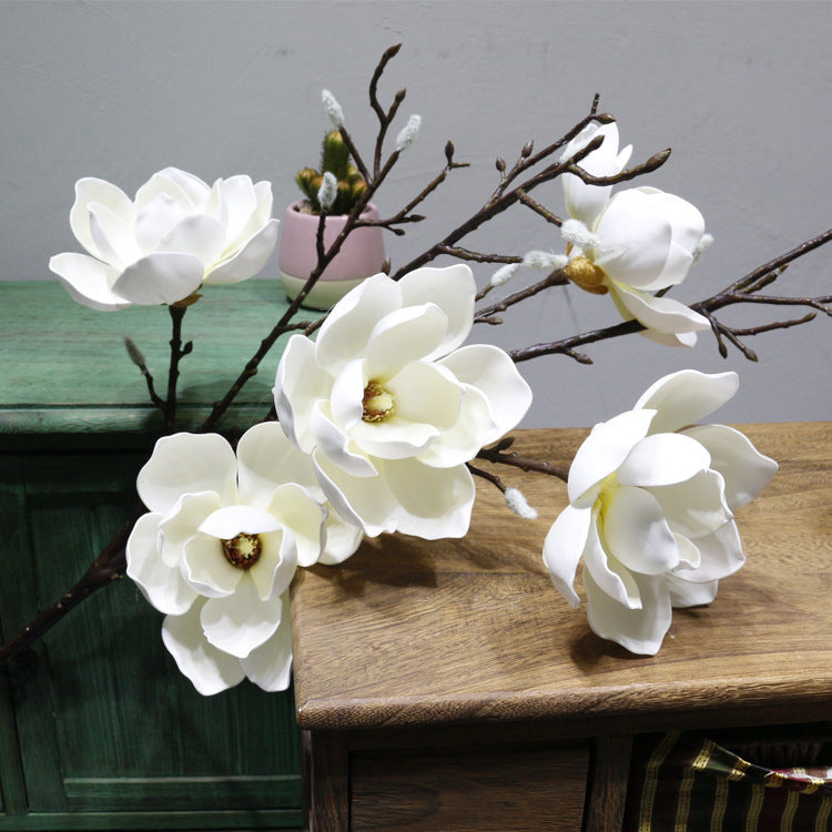 50 Inch Magnolia Artificial Flower Stems Bulk 10 Pcs Extra Long Silk Stems for Tall Vases
