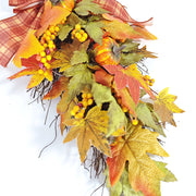 Bulk 6 Pcs Fall Pumpkin Maple Leaf Artificial Wall Swags Teardrop Front Door Decor