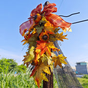 Bulk 6 Pcs Fall Pumpkin Maple Leaf Artificial Wall Swags Teardrop Front Door Decor