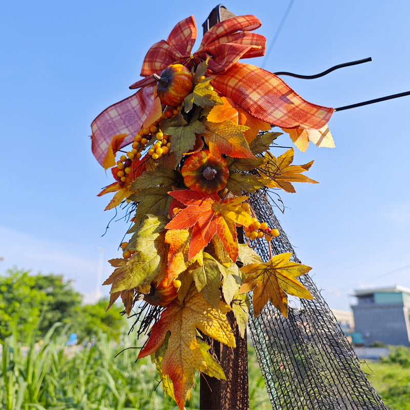 Bulk 6 Pcs Fall Pumpkin Maple Leaf Artificial Wall Swags Teardrop Front Door Decor