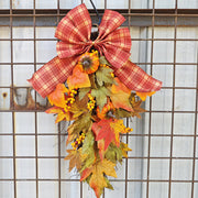 Bulk 6 Pcs Fall Pumpkin Maple Leaf Artificial Wall Swags Teardrop Front Door Decor