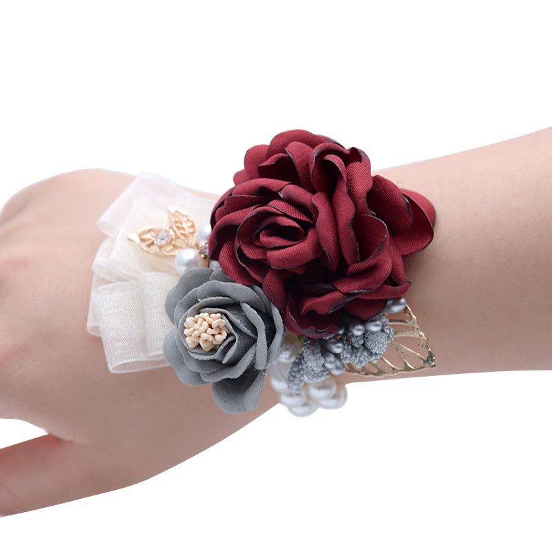 10 Pcs Artificial Silk Camellia Wrist Corsage Bracelets for Fall Wedding